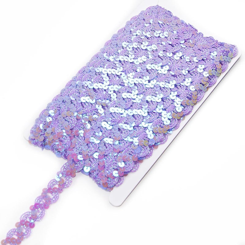 TACOLO Purple Sequin Ribbon Trim 24 Yards, 2 Rolls Flat Sequin Strip Trim Colored Fabric for Wedding Dress, Embellishments, Headband, Fringe - Image 1